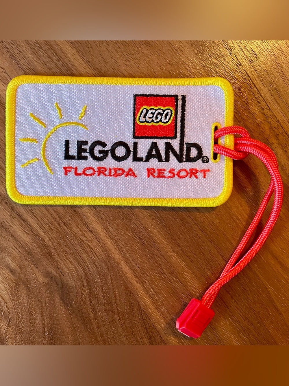 Lego Legoland Florida Resort Patch Luggage Tag in Yellow, White & Red